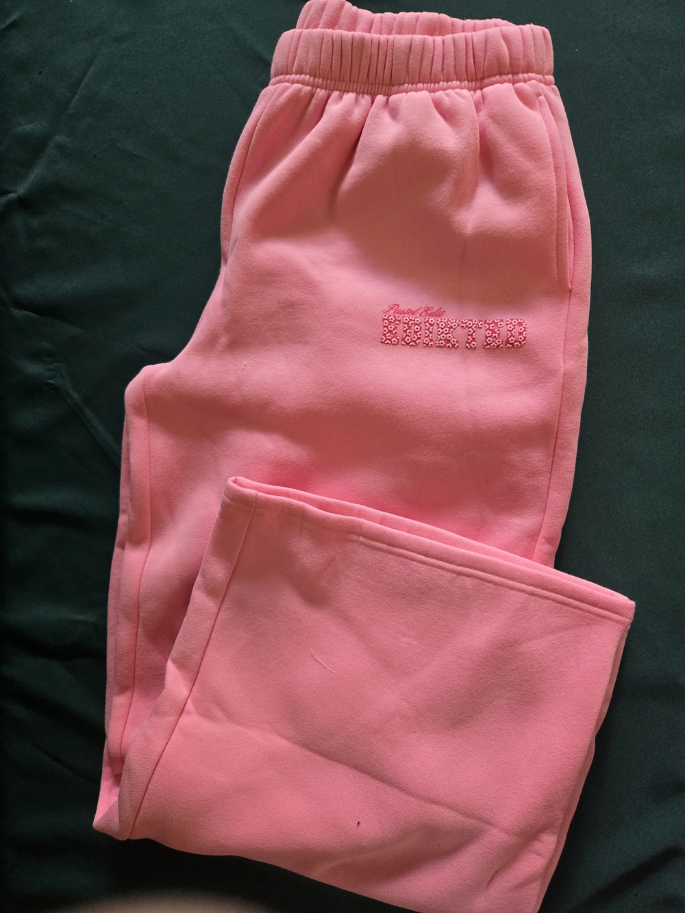 Edikted Pink Straight-Leg Fleece Joggers